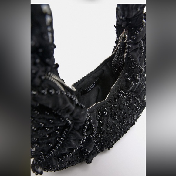 NWT Zara beaded shoulder bag in black - Picture 4 of 5